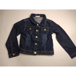One Step Up Kids Denim Jacket Gold Button Embellished Blue Jean Size 6X